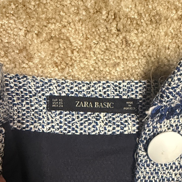 Zara Blue and White Tweed Skirt - Picture 5 of 5